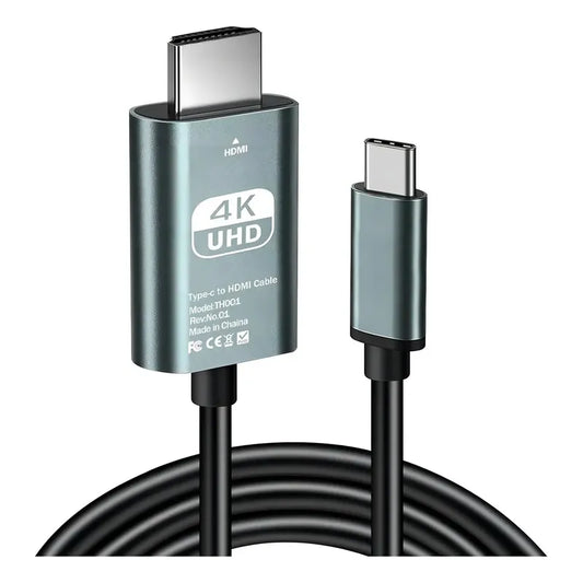 Cable Adaptador Tipo C A Hdmi 4k*2k Ultra Hd 30hz Color Negro