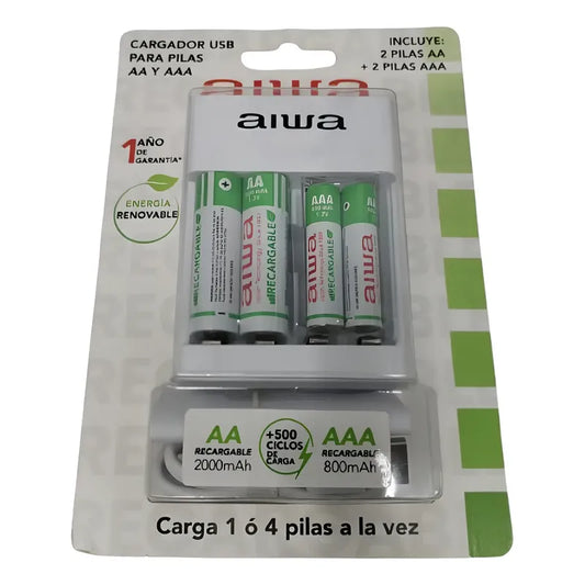 Cargador De Pilas Aa Y Aaa Aiwa Dc 5v 1,5a 5 Vcc 1,5a Blanco