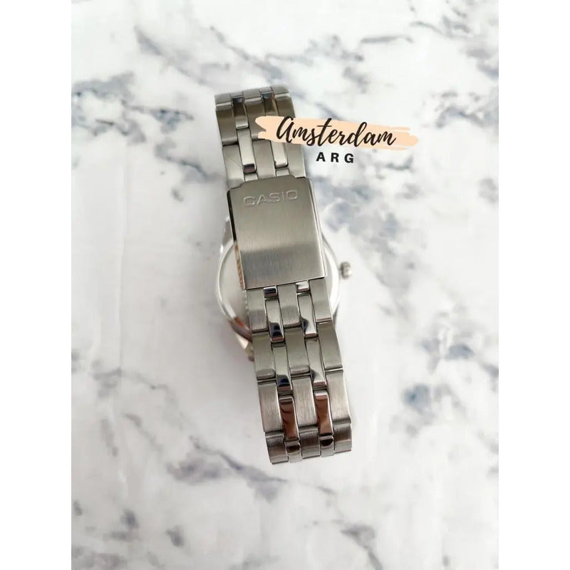 Reloj Casio Mtp-1335d De Acero Inoxidable Para Hombre Con Fondo Negro Y Rosé Plateado Negro Con Rosé