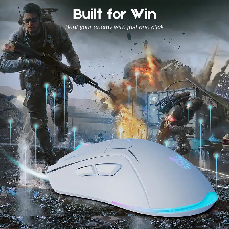 Mouse Gamer Inalámbrico Onikuma 7 Botones 4800dpi Rgb Recarg Color Blanco