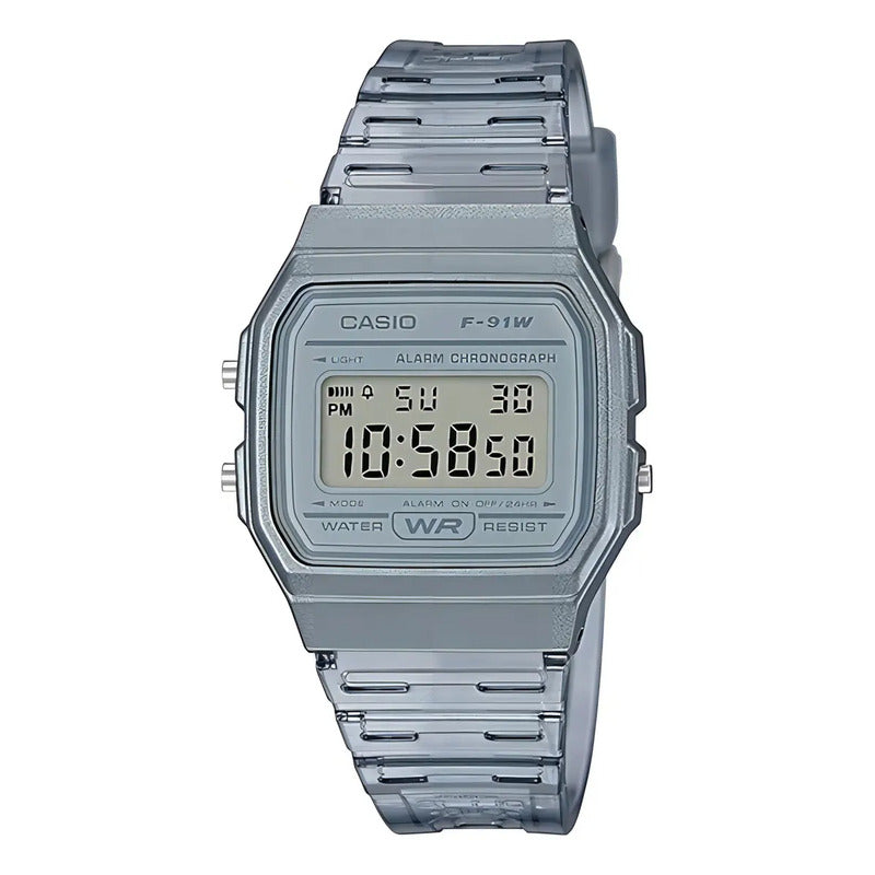 Reloj De Pulsera Casio Collection F-91ws-8 Color Gris Transparente/gris