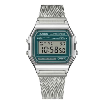 Reloj Casio A-158wem Unisex Digital Plateado Acero Verde