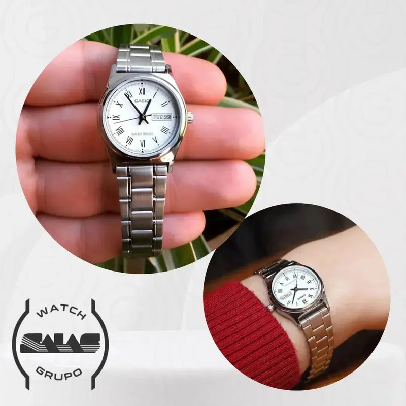 Reloj Casio Ltp-v006d-7budf Cuarzo Mujer Plateado