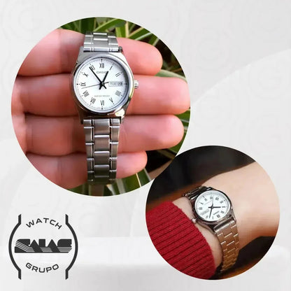 Reloj Casio Ltp-v006d-7budf Cuarzo Mujer Plateado