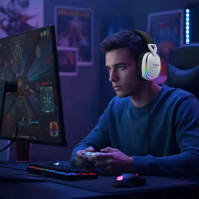 Auriculares Gaming Gt805 Inalámbricos ,4 Modos 2 En 1 Dongle Blanco