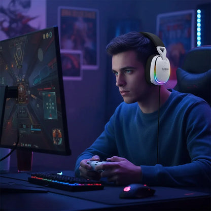 Auriculares Gaming Gt805 Inalámbricos ,4 Modos 2 En 1 Dongle Blanco