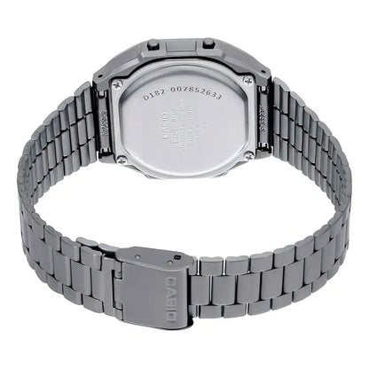 Reloj Pulsera Digital Casio A-168wgg-1b Con Correa De Acero Inoxidable Color Plateado - Fondo Negro