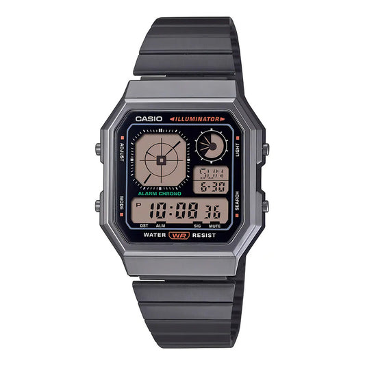 Reloj Casio Vintage Digital Para Hombre Con Correa De Acero Inoxidable Negro Gris