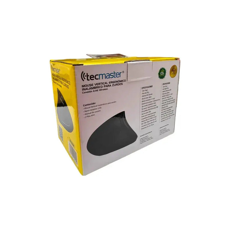 Mouse Inalambrico Tecmaster Vertical Para Zurdos Tm-100566 Negro