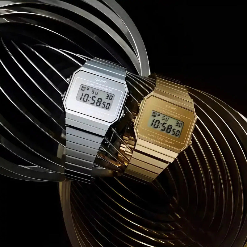 Reloj Casio Vintage Digital Para Hombre De Acero Inoxidable Plateado