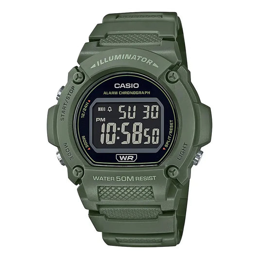 Reloj Pulsera Digital Casio W-219hc-3bvdf Con Correa De Resina Color Verde - Bisel Negro