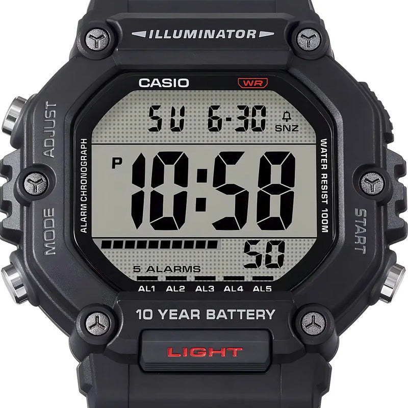 Reloj Casio Digital Illuminator Para Hombre Con Correa Negra Y Bisel Negro Azul Acero