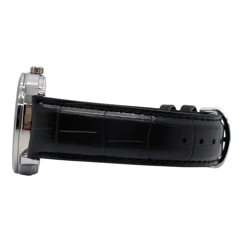 Reloj Pulsera Casio Mtp-v002l-1bu Con Correa De Cuero Color Negro - Bisel Plateado