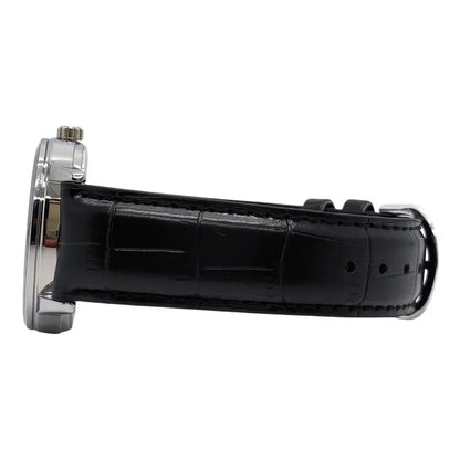 Reloj Pulsera Casio Mtp-v002l-1bu Con Correa De Cuero Color Negro - Bisel Plateado