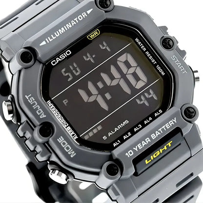 Reloj Digital Casio Illuminator Para Hombre, Resistencia Al Agua 100m Gris Oscuro Negro