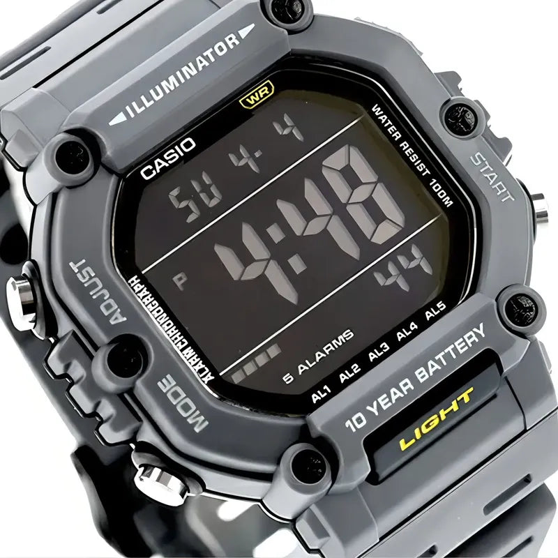 Reloj Digital Casio Illuminator Para Hombre, Resistencia Al Agua 100m Gris Oscuro Azul Acero