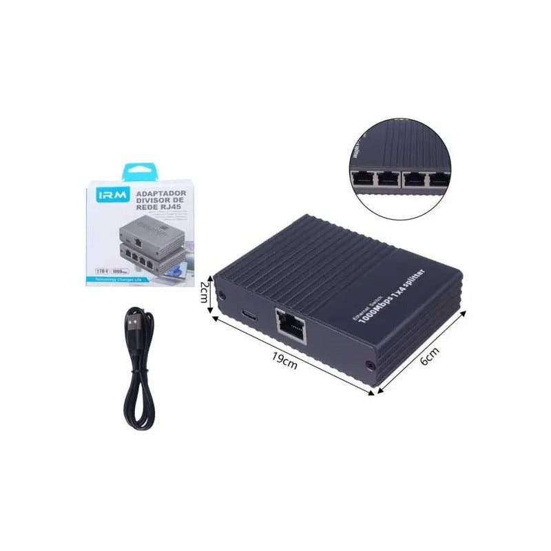 Adaptador Ethernet Rj45 Divisor De Red 4puertos 1000mbps