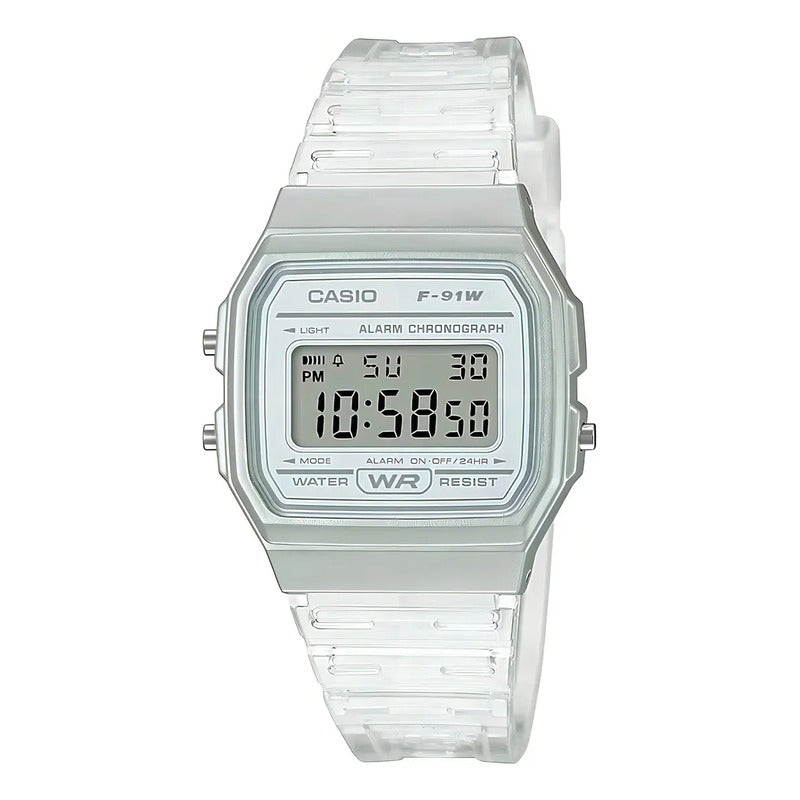 Reloj Pulsera Casio Collection F-91ws-7 Transparente Plateado Gris