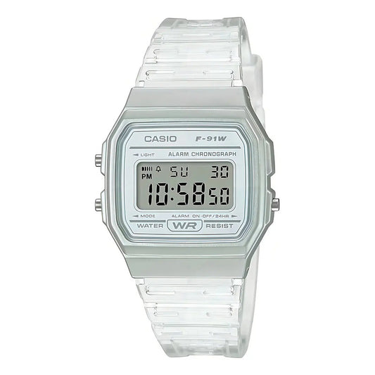 Reloj Pulsera Casio Collection F-91ws-7 Transparente Plateado Gris