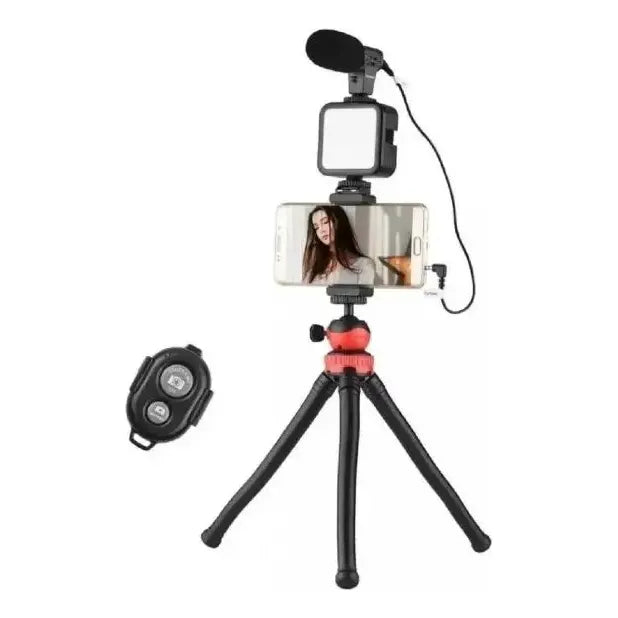 Kit De Accesorios Video-making Ay-49g Tripode + Luz + Mic