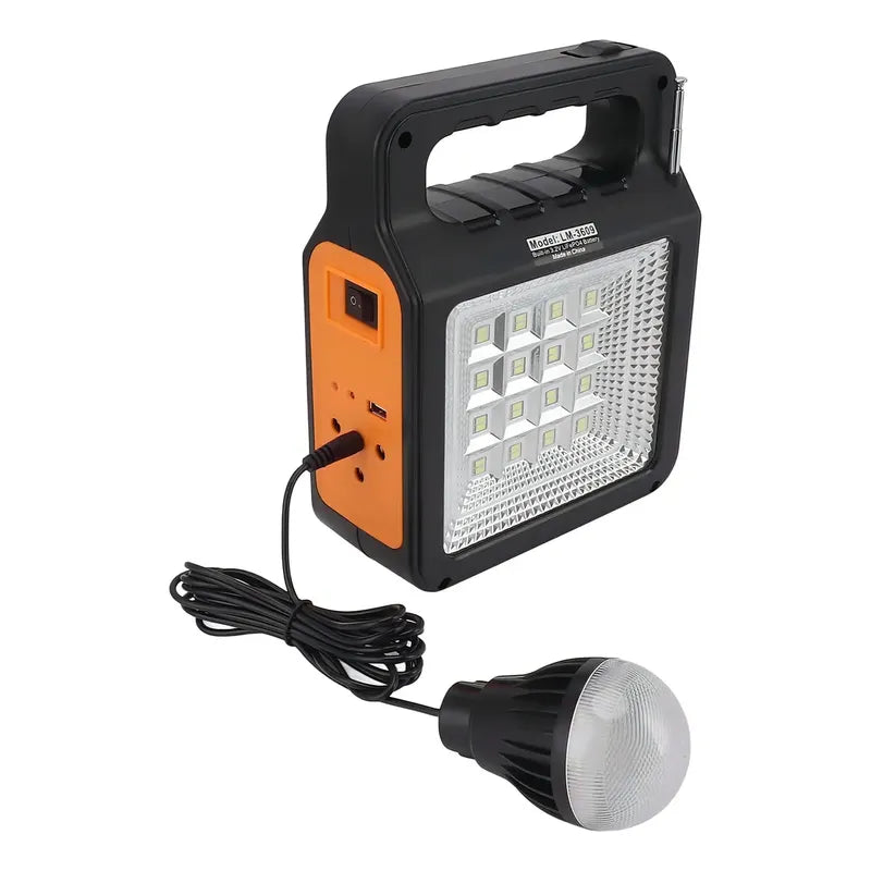 Radio Linterna Luz Solar A Bateria Con 3 Luces Usb Mp3 Color De La Linterna Negro Color De La Luz Blanco