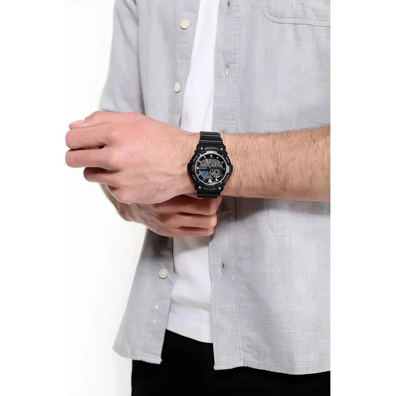 Reloj Casio Aeq200w-1avdf Cuarzo Hombre Color De La Correa Negro