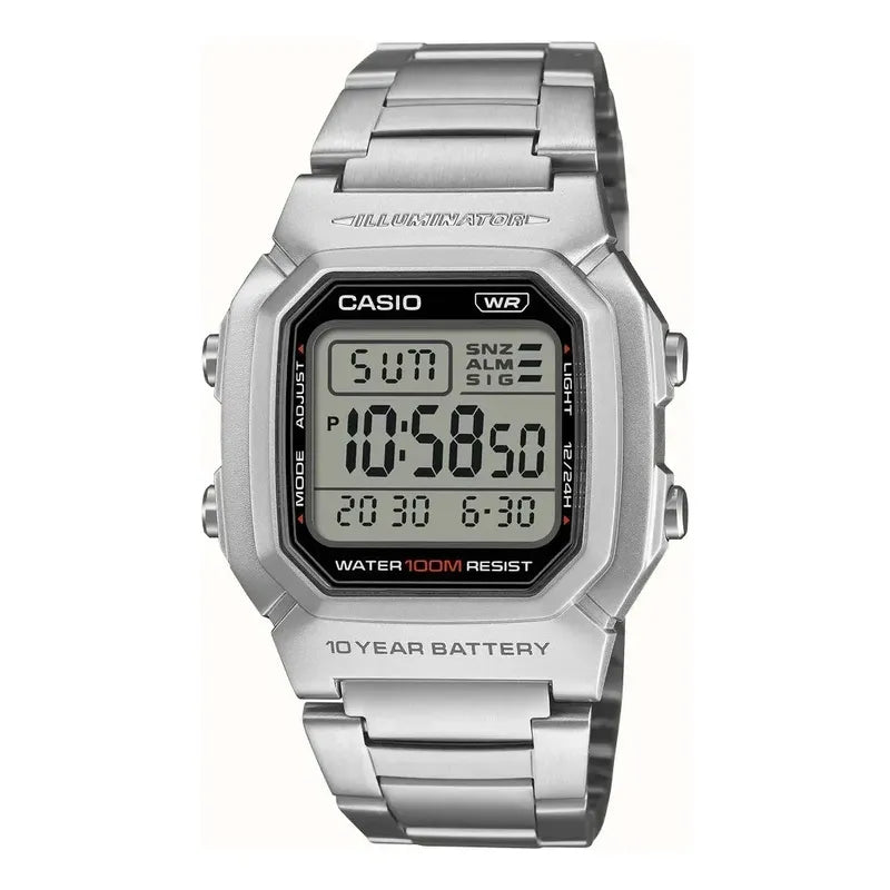 Reloj Estándar Casio W-800hd-1avdf Para Hombre Plateado