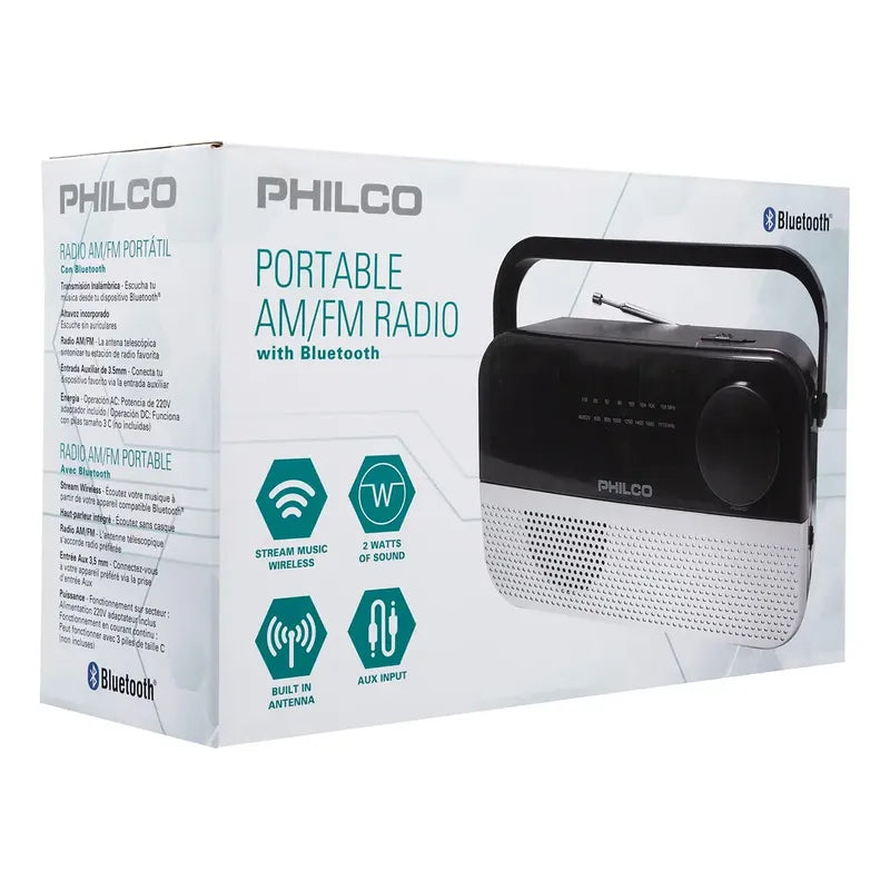 Radio Portátil Philco Pjr2200bt-sl Bluetooth Am/fm, Color Ne Negro
