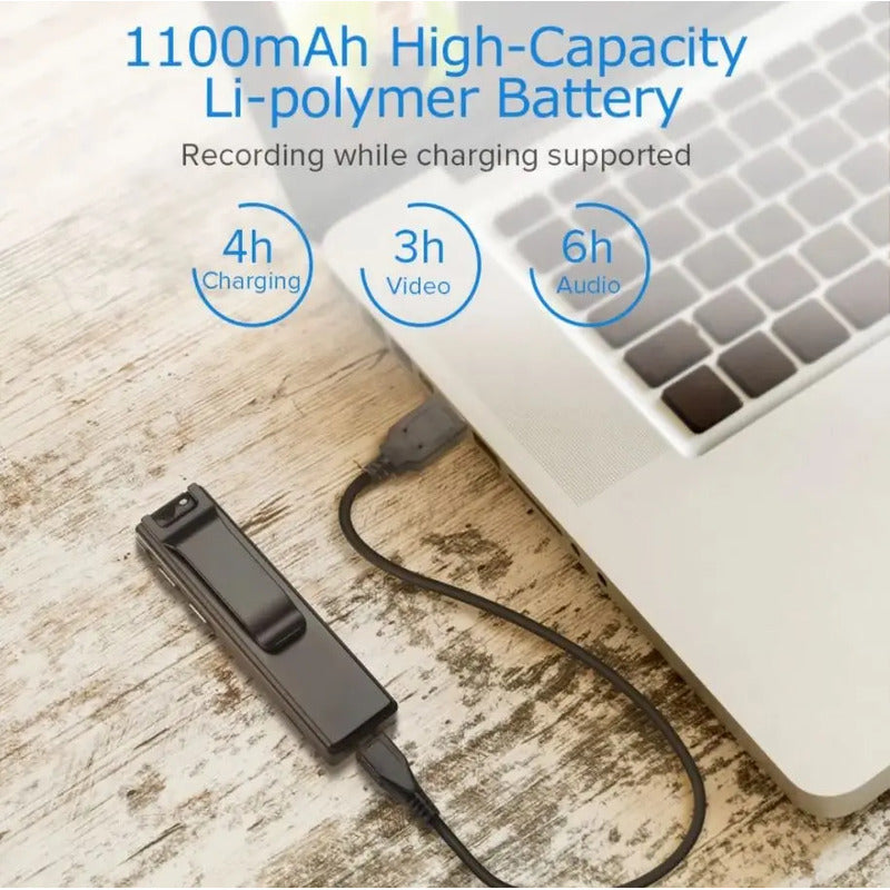 Camara Portatil Hd Diseño Clip Lente Giratorio 1080p 360° Negro