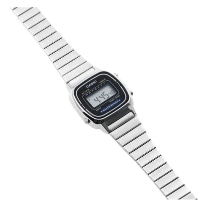 Reloj Casio La670wa-1df Vintage Mini Plateado Fondo Negro Plata Negro Plateado