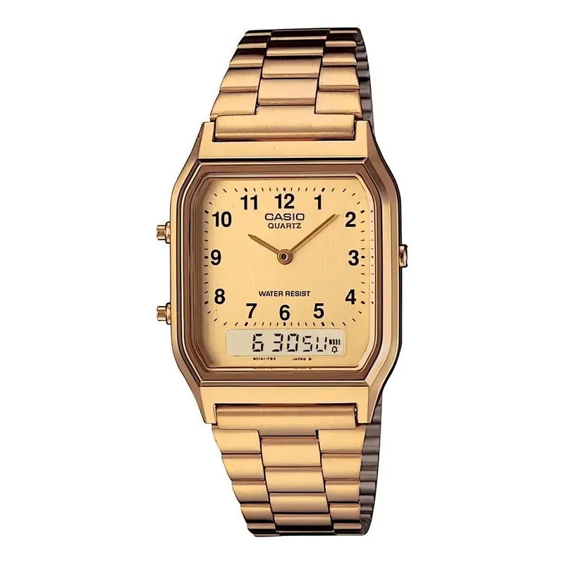 Reloj Unisex Casio Vintage Rectangular Dorado Aq-230ga-9b