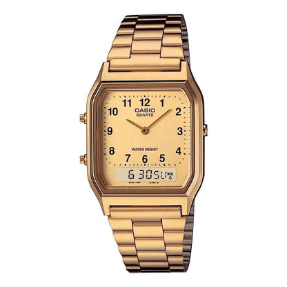 Reloj Unisex Casio Vintage Rectangular Dorado Aq-230ga-9b