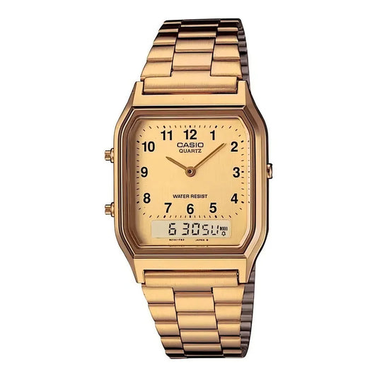Reloj Unisex Casio Vintage Rectangular Dorado Aq-230ga-9b