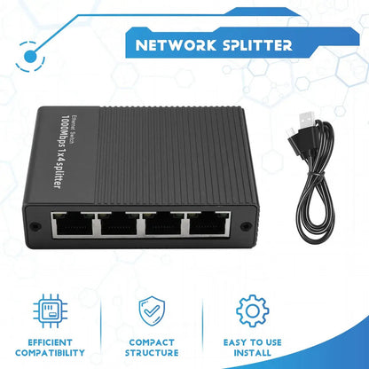 Adaptador Ethernet Rj45 Divisor De Red 4puertos 1000mbps