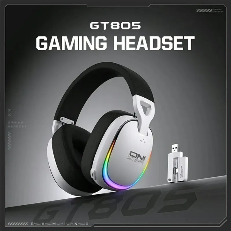 Auriculares Gaming Gt805 Inalámbricos ,4 Modos 2 En 1 Dongle Blanco