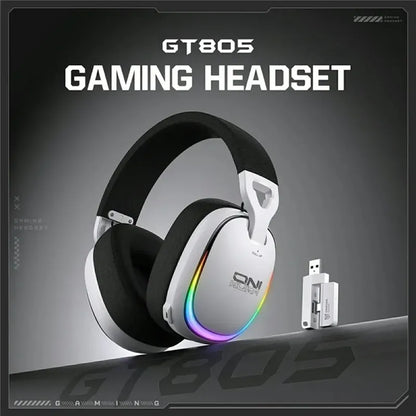 Auriculares Gaming Gt805 Inalámbricos ,4 Modos 2 En 1 Dongle Blanco