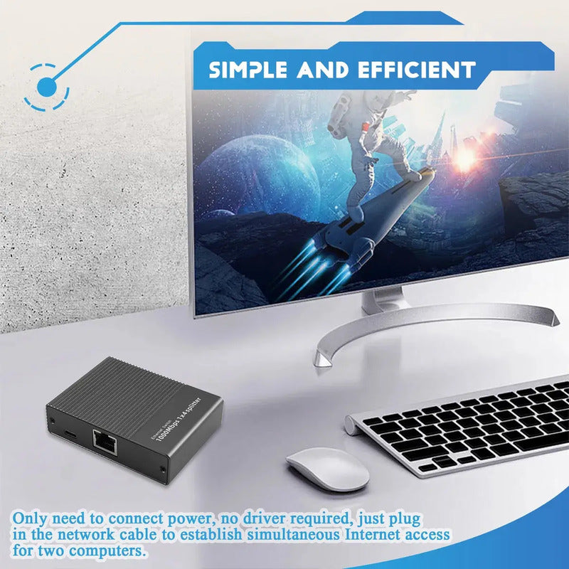 Adaptador Ethernet Rj45 Divisor De Red 4puertos 1000mbps