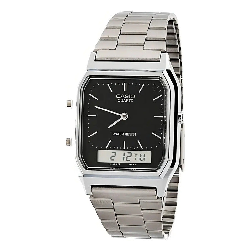 Reloj Casio Unisex Aq-230a-1dmq/relojeria Violeta Plata Plateado