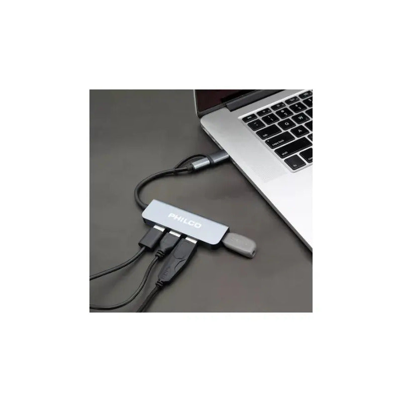 Hub 4 En 1 Tipo C A Usb Philips Plateado