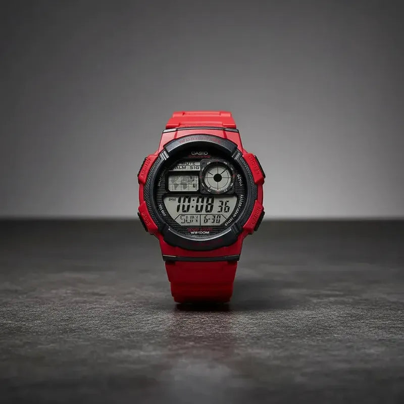 Reloj Casio Digital Deportivo Con Correa Resina Rojo