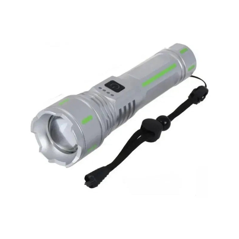 Linterna Recargable Usb Super Light Led 10000 Lm Blanco Gris Linterna Reflectante Plateado 2rl Batería Recargable 8800 Mah