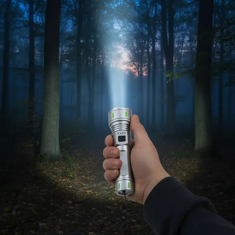 Linterna Recargable Usb Super Light Led 10000 Lm Blanco Gris Linterna Reflectante Plateado 2rl Batería Recargable 8800 Mah