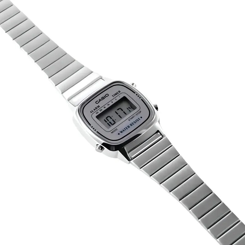 Reloj Plateado Casio Vintage La670wa-7df Para Mujer Plateado Gris