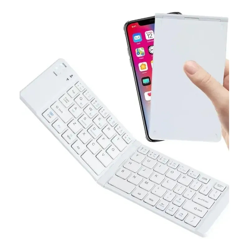 Mini Teclado Inalámbrico Plegable Portátil Mk-1007 Blanco