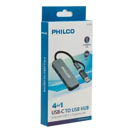 Hub 4 En 1 Tipo C A Usb Philips Plateado