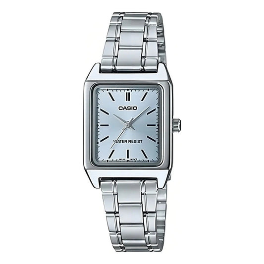 Reloj Casio Dama Ltp-v007d-2e Colores Surtidos/relojesymas Color De La Correa Plateado Color Del Bisel Plateado Color Del Fondo Azul Azul Ltp-v007d-2e