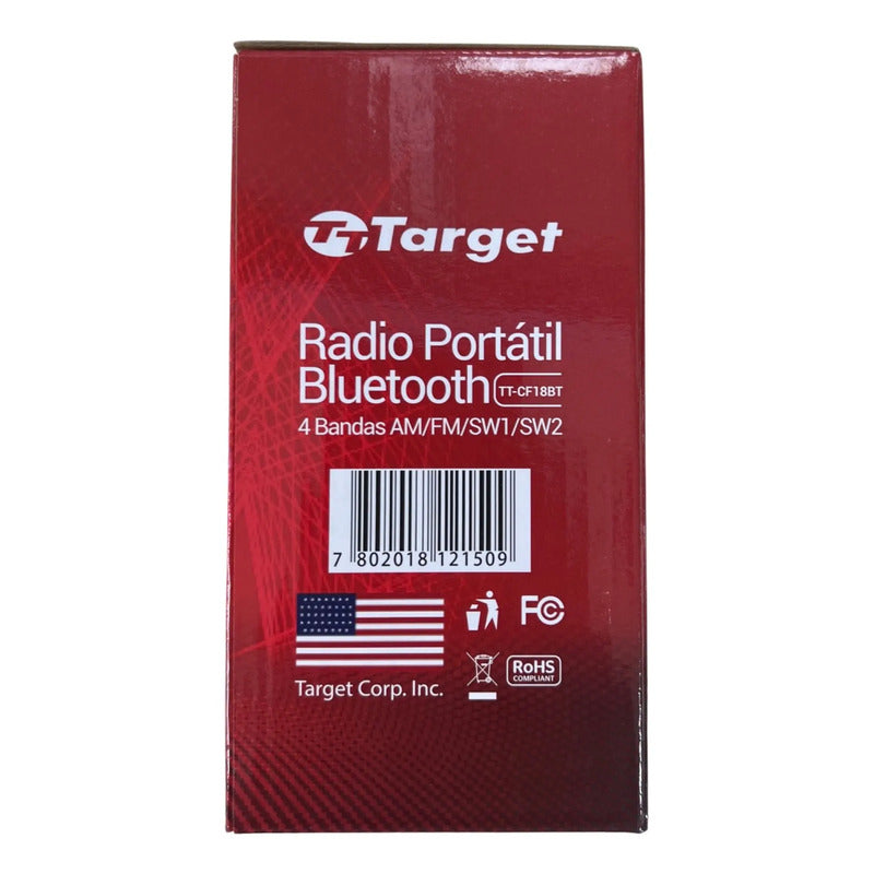 Radio Target Portátil Bluetooth/usb/4 Bandas Am/fm/sw1/sw2 Negro