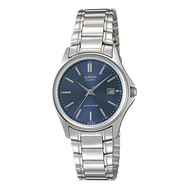 Reloj Casio Mujer Ltp-1183a-2adf Plateado Azul Oscuro