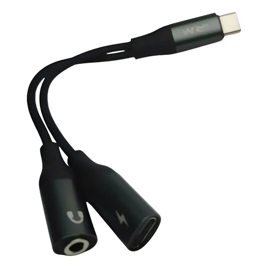 Adaptador Tipo C Doble Para Audio Y Carga Irm Mu3 Negro