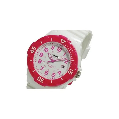 Reloj Casio Analógico Para Mujer Lrw-200h-4bv Blanco Con Detalles Fucsia